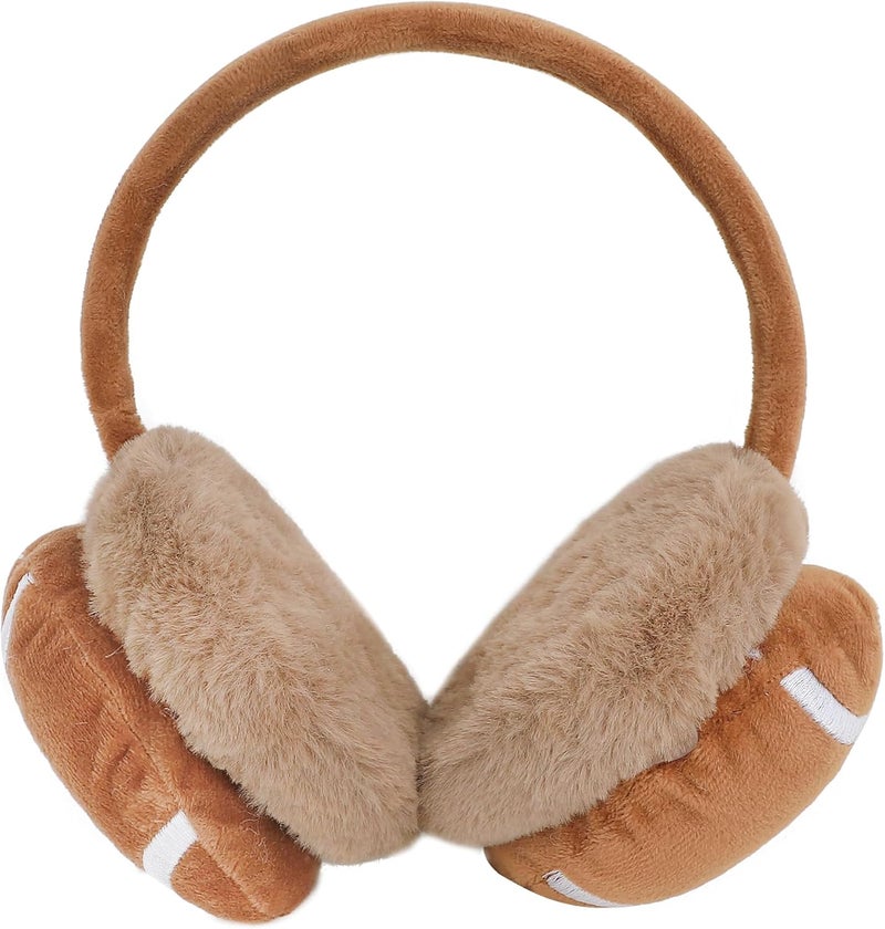 BXT Kids Plush Football Soccer Earmuffs Winter Warm Outdoor Ear Covers Headband Cold Weather Fur Earwarmer for Ski Cycling - Image 2